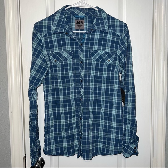 REI Tops - REI Co-op Northway Blue Plaid Shirt  Women's Size Small